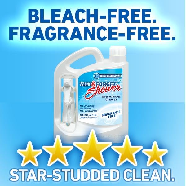 Wet & Forget Shower Cleaner Spray, Fragrance-Free Weekly Bathroom Cleaner, No Scrubbing Needed, Bleach-Free, Multi-Surface Bathroom Spray, Cleaning