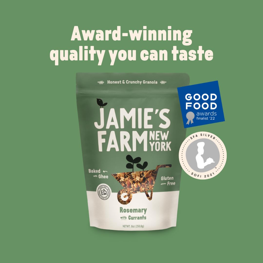 Jamie's Farm, Rosemary with Currants Granola, Gluten-Free, Organic Oats, Baked with Ghee (8oz Bag)