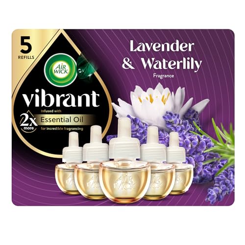 Air Wick Plug in Scented Oil Refill, 5ct, Lavender & Waterlily, Air Freshener, Essential Oils
