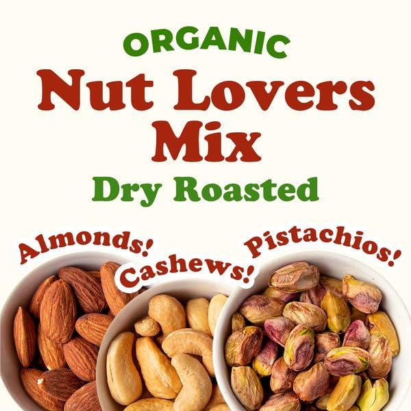 Food to Live Organic Dry Roasted Nut Lovers Mix, 4 Pounds - Oven Toasted Pistachios, Almonds and Cashews Blend. No Salt Added. Trail Snacks for Adults