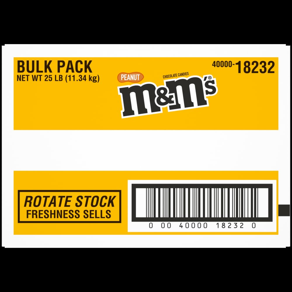 M&M's Peanut Milk Chocolate Candy Bulk Bag, 25 Pound, Resealable - Party Size Snack Mix & Baking Supply
