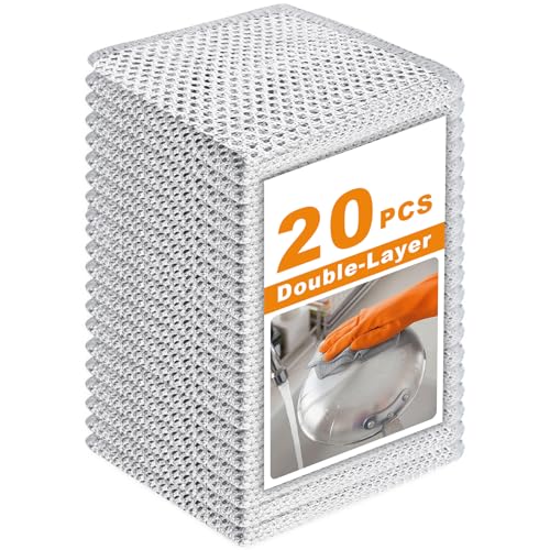 20 Pcs New Upgrade 3-Layer Metal Dish Cloth, No Scratches Wire Cleaning Cloth , Reusable Multipurpose Wire Dishwashing Rag for Kitchen Cleaning