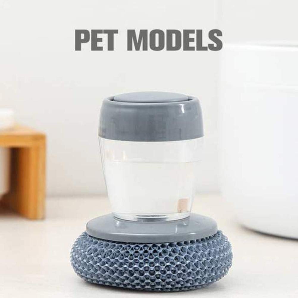 Dispensing Palm Brush Washing Brush with Integrated Detergent Dispenser Steel Dish Scrubber Stop Cleaner Metal Sponge Household Kitchen