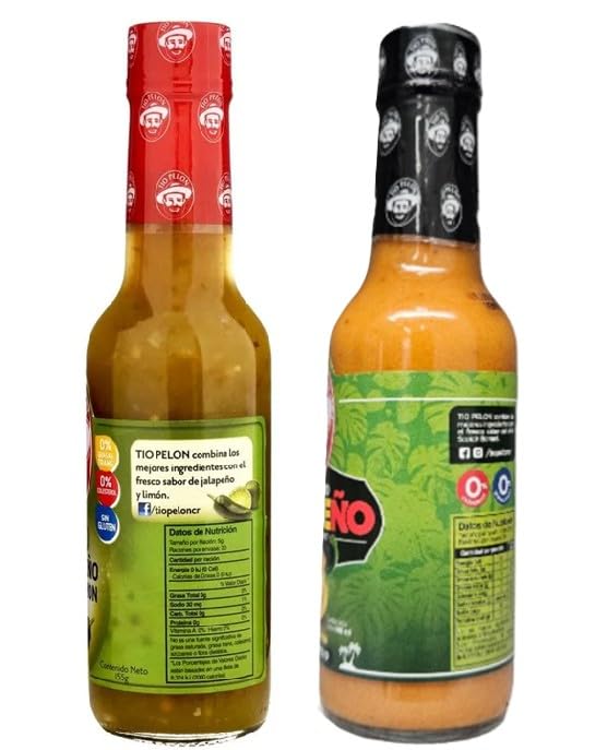 Tio Pelon - Caribbean Chilero Medium Spice Sauce + Spicy Mango & Roasted Habanero Pepper Hot Sauce - Two Pack - Gluten Free Sauce - Medium/Hot Spicy
