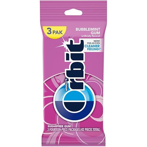 ORBIT Gum Bubblemint, Individually Wrapped Chewing Gum Sugar Free, 3 Packs of 14 Pieces (42 Total Pieces)