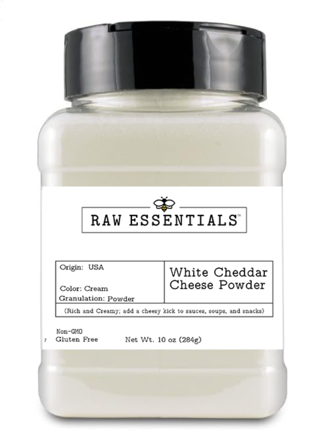 Raw Essentials White Cheddar Cheese Powder - Rich & Creamy Cheese Flavor - Perfect for Popcorn, Sauces, Mac & Cheese, Soups & Snacks - Fine Powder