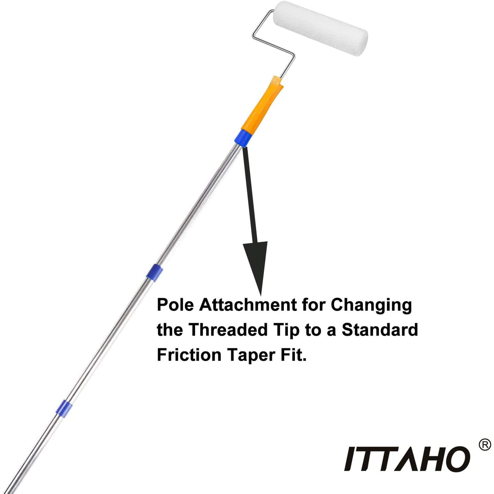 ITTAHO Stainless Steel Extension Pole,All Purpose Pole with Pole Attachment for Painting Microfiber Duster Ceiling Fan High Window Cleaning-Blue-4.8