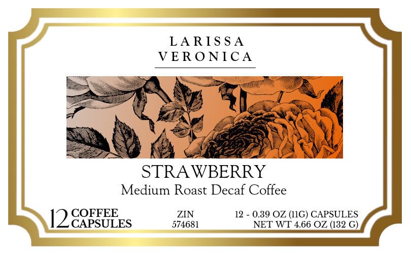 Strawberry Medium Roast Decaf Coffee (Single Serve K-Cup Pods) (Gourmet, Naturally Flavored, Whole Coffee Beans) (12 pods, ZIN: 574681)