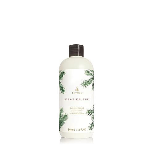 Thymes Soft Surface Scrub - Frasier Fir - Multipurpose Surface Cleaner - - Pine Scented Stain Remover with Baking Soda, Fennel & Parsley Extracts