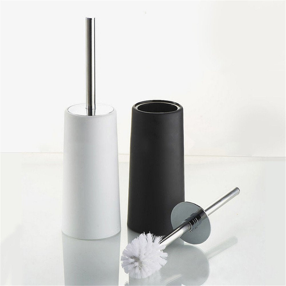 Hofumix Toilet Brush Hideaway Compact Long Toilet Brush with Stand Holder or Bathroom Storage (Black)