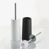 Hofumix Toilet Brush Hideaway Compact Long Toilet Brush with Stand Holder or Bathroom Storage (Black)