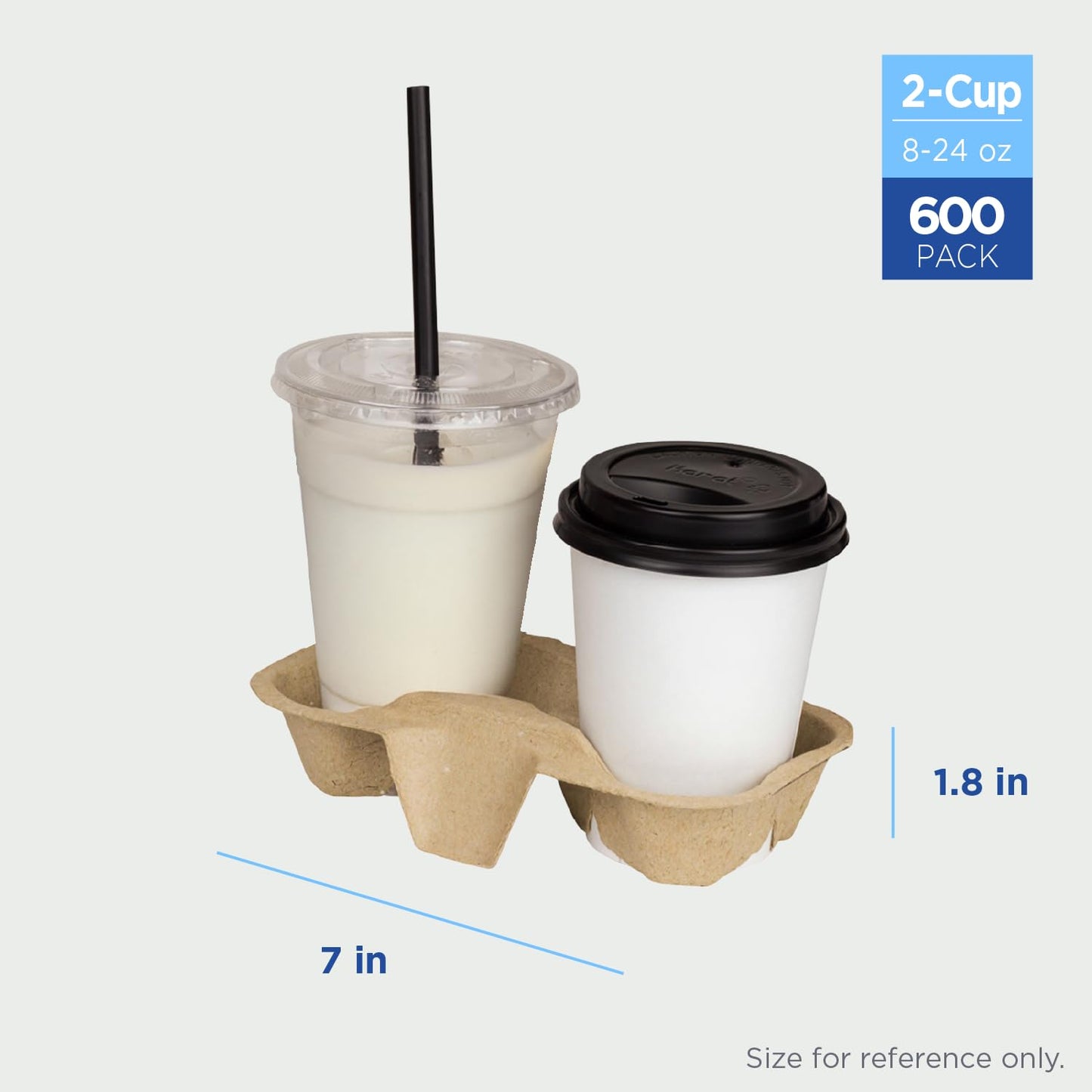 Karat Disposable Drink Carrier | 600 Pack | 2-Cup Molded Fiber Drink Carrier Tray (8-24 oz Cups) Sturdy, Easy to Carry for Business