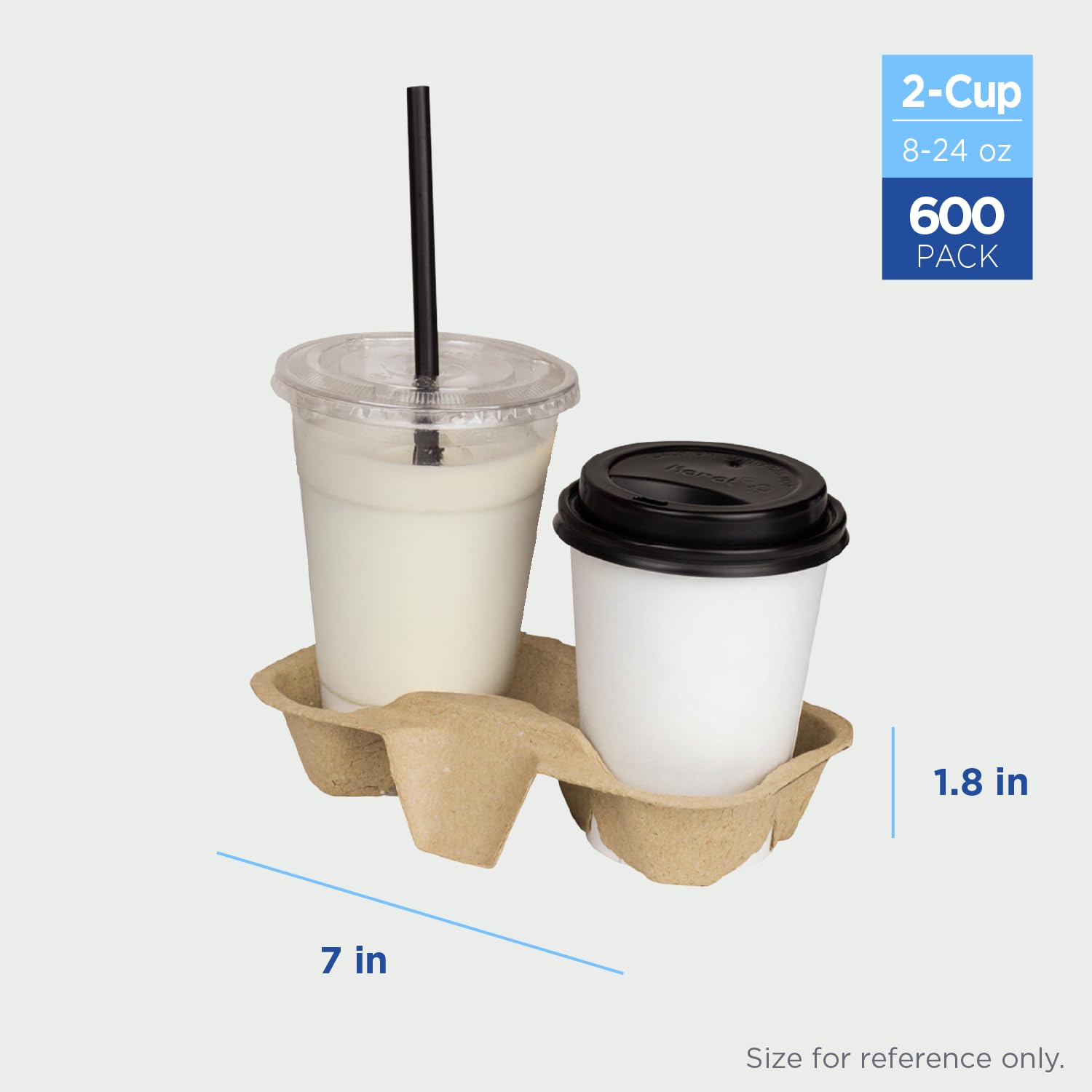 Karat Disposable Drink Carrier | 600 Pack | 2-Cup Molded Fiber Drink Carrier Tray (8-24 oz Cups) Sturdy, Easy to Carry for Business