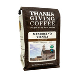 Thanksgiving Coffee "Mendocino Vienna" Dark Roasted Fair Trade Organic Shade Grown Whole Bean Coffee - 12 Ounce Bag