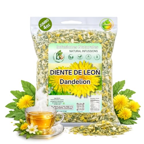 Diente de León Herbal Tea - Dandelion Loose Leaf - 4 oz (113 g) - 100% Natural, Vegan, Non-GMO, Caffeine-Free - Traditional Herbal Infusion - by
