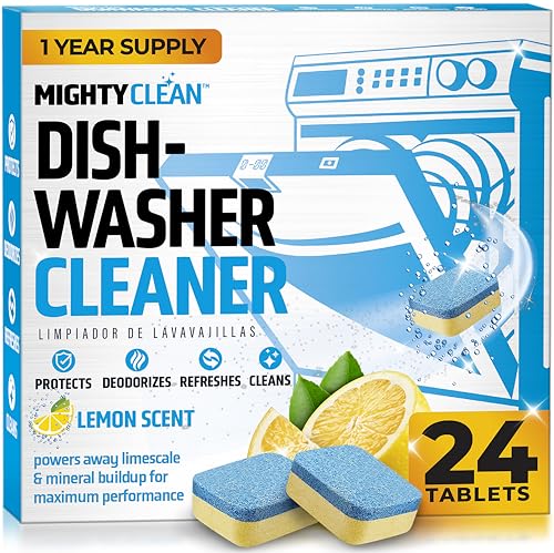 Dishwasher Cleaner And Deodorizer 24 Pack - 1 Year Supply Deep Clean Dishwasher Cleaner Tablets, Septic Safe Dishwasher Cleaning Tablets, Dish Washer