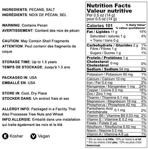 Food to Live Dry Roasted Pecan Halves with Himalayan Salt, 1.5 Pounds Oven Roasted Lightly Salted, No Oil Added, Vegan Snack, Kosher, Keto. Good