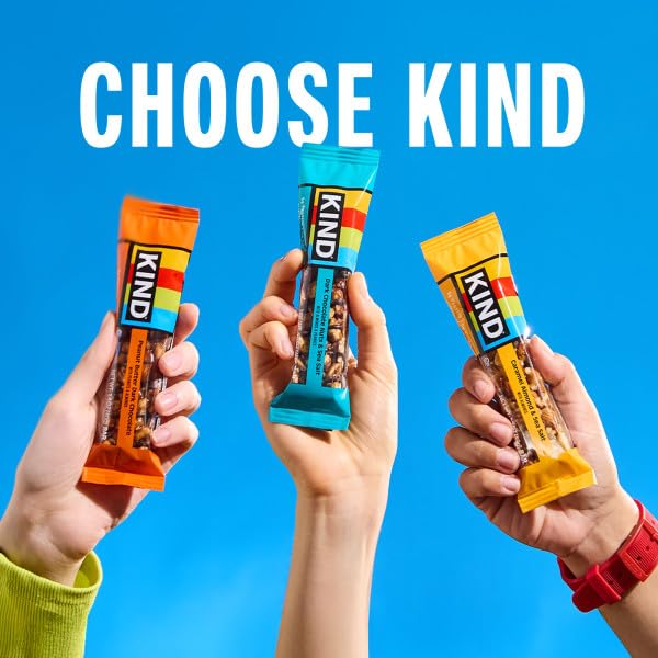 KIND Healthy Snacks Bars Variety Pack, Gluten Free, High Fiber Snacks, Blueberry Vanilla Cashew, Caramel Almond & Sea Salt, Cranberry Almond, 5-6g