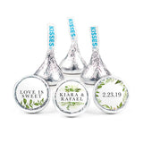 2.7 lb Personalized Wedding Candy Favors Kisses (270 Kisses) - Botanical Sticker Design- Assembly Required