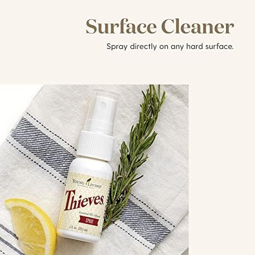 Young Living Thieves Spray | 1 oz | Portable Cleaner Spray, Formulated with Water & Alcohol, Ideal for Travel Essentials & Home; Fits in Backpack