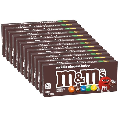 M&M'S Milk Chocolate Candy Movie Theater Candy Box, 3.10 oz, Pack of 12