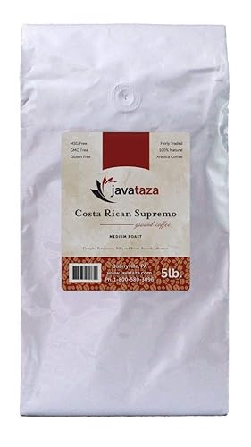 Costa Rican Supremo Ground Coffee 5lb. - Fairly Traded, Naturally Shade Grown