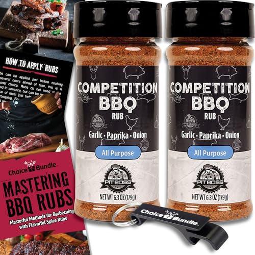 Pit Boss Competition BBQ All Purpose AP Premium Barbecue Mixed Seasoning Spice & Rub 2 pk Choice Bundle (12.6 oz) + Guide & Keychain Bottle Opener (4