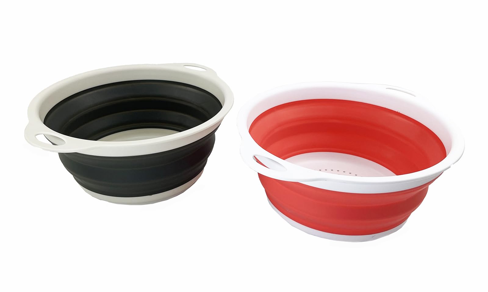 SAMMART 2.6L (0.68 Gallon) Collapsible Tub - Foldable Dish Tub - Portable Washing Basin - Space Saving (Coral Pink+Washed Black, 2)
