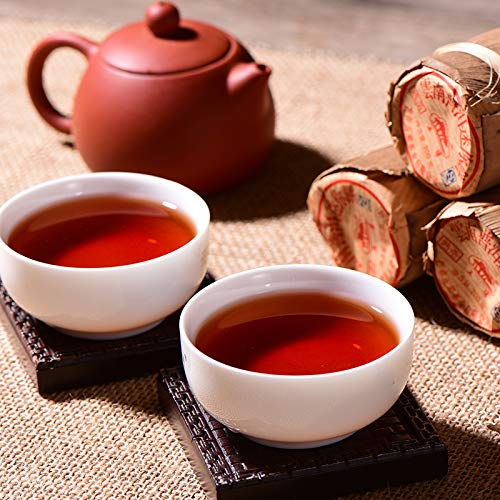 Ripe Puerh Tea «Pu-erh in Bamboo Leaf Tube», Pu erh tea, Loose Leaf Yunnan Pu-erh tea compressed in small flat portions, Shu Puerh Chinese tea
