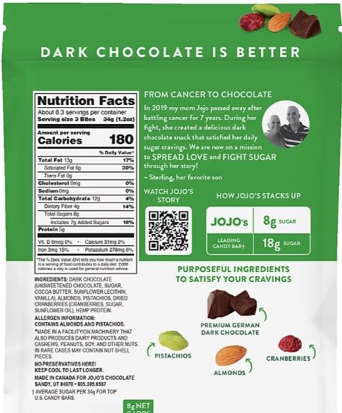 JOJO's Dark Chocolate Pistachio, Almond, Cranberry Snack Mix - 14.4 Ounces