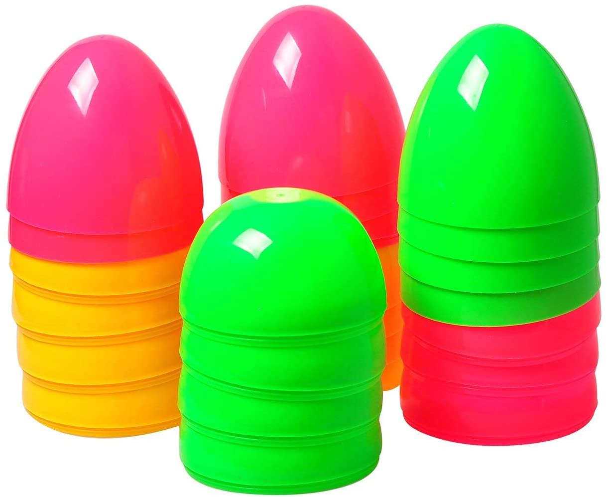 Nyicey 24 Pack Plastic Easter Eggs for Easter Basket Hunt Egg Party Classroom Prize Supplies and Filling Treats