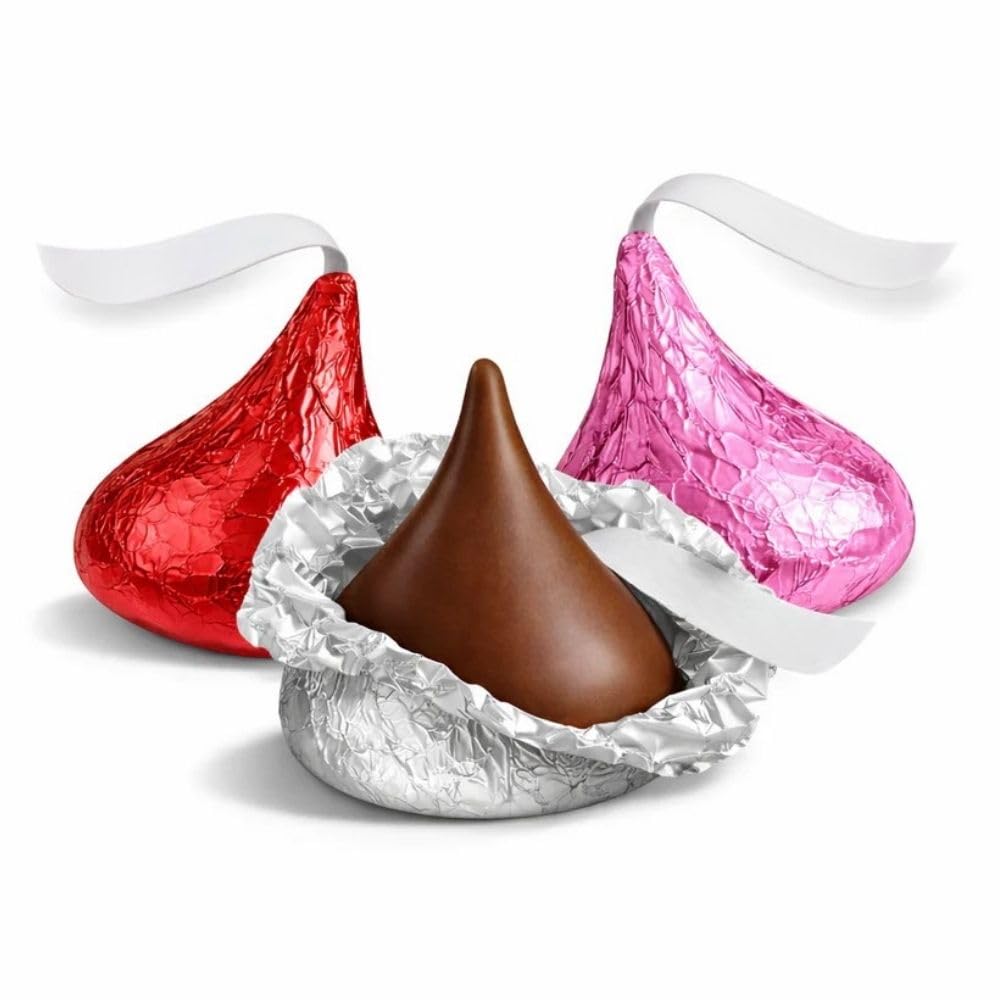 Valentine Foil Wrapped Milk Chocolate Candy Pieces Bulk Bag - 1 lb (Approx. 100 pieces)
