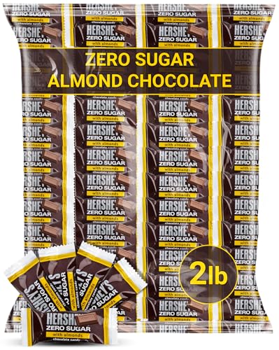 Sugar Free Chocolate Miniature Bars with Almonds - 2LB Bulk No Sugar Added Chocolate Treats - Individually Wrapped for Sharing, Gifting & Snacking