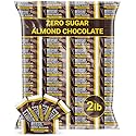 Sugar Free Chocolate Miniature Bars with Almonds - 2LB Bulk No Sugar Added Chocolate Treats - Individually Wrapped for Sharing, Gifting & Snacking