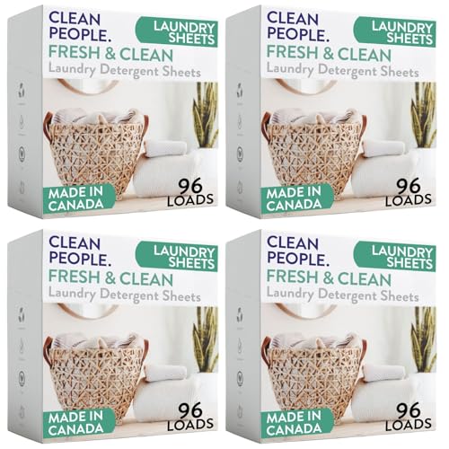 Clean People Laundry Detergent Sheets- Recyclable Packaging, Hypoallergenic, Stain Fighting, Works with All Machines including HE (384 Count, Fresh