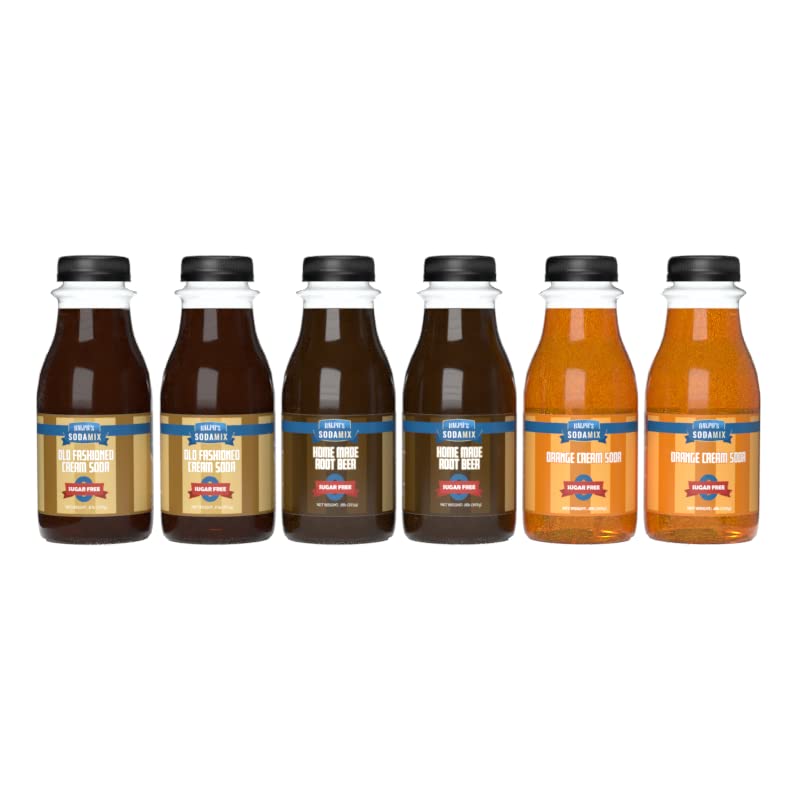 Ralph's Sugar Free Sparkling Water Soda Maker Flavor Syrup Pack | Cream Soda | Root Beer | Orange Cream Soda - Six 12oz Bottles