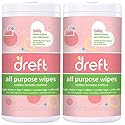 Dreft Multi-Surface All-Purpose Gentle Cleaning Wipes for Baby Toys, Car Seat, High Chair & More, 70 Count, Pack of 2