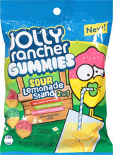 JOLLY RANCHER Gummies 2 In 1 Sour Lemonade Stand Flavors Peg Bag (Sour Cherry Lemonade, Sour Lime Lemonade and Sour Strawberry Lemonade) 6.5Oz