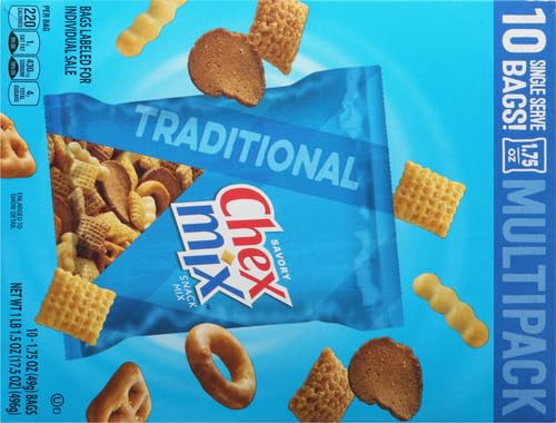 Chex Mix Snack Mix, Traditional Original Recipe, Multipack, Single Serve Snack Bags, 10 Ct, 17.5 oz