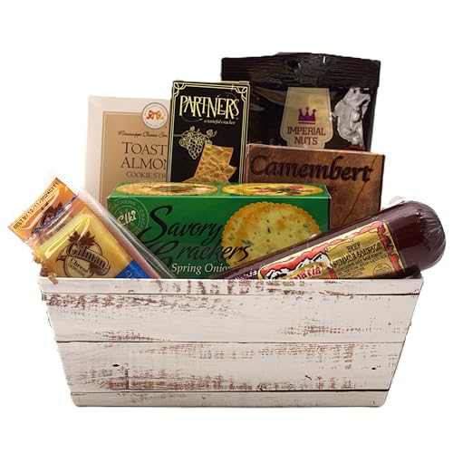 Gift Basket Village: Cheese, Sausage & More - Gourmet Crackers, Cookies, Cheese Spread & Snacks Set