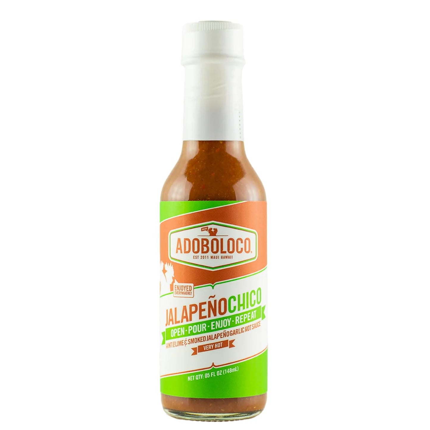 Adoboloco Jalapeo Chico Hot Sauce 5oz - Smoky Ghost Pepper & Jalapeo Bold Heat Level 07/10 - Seen on Hot Ones All Natural Hot Sauce, Made in USA