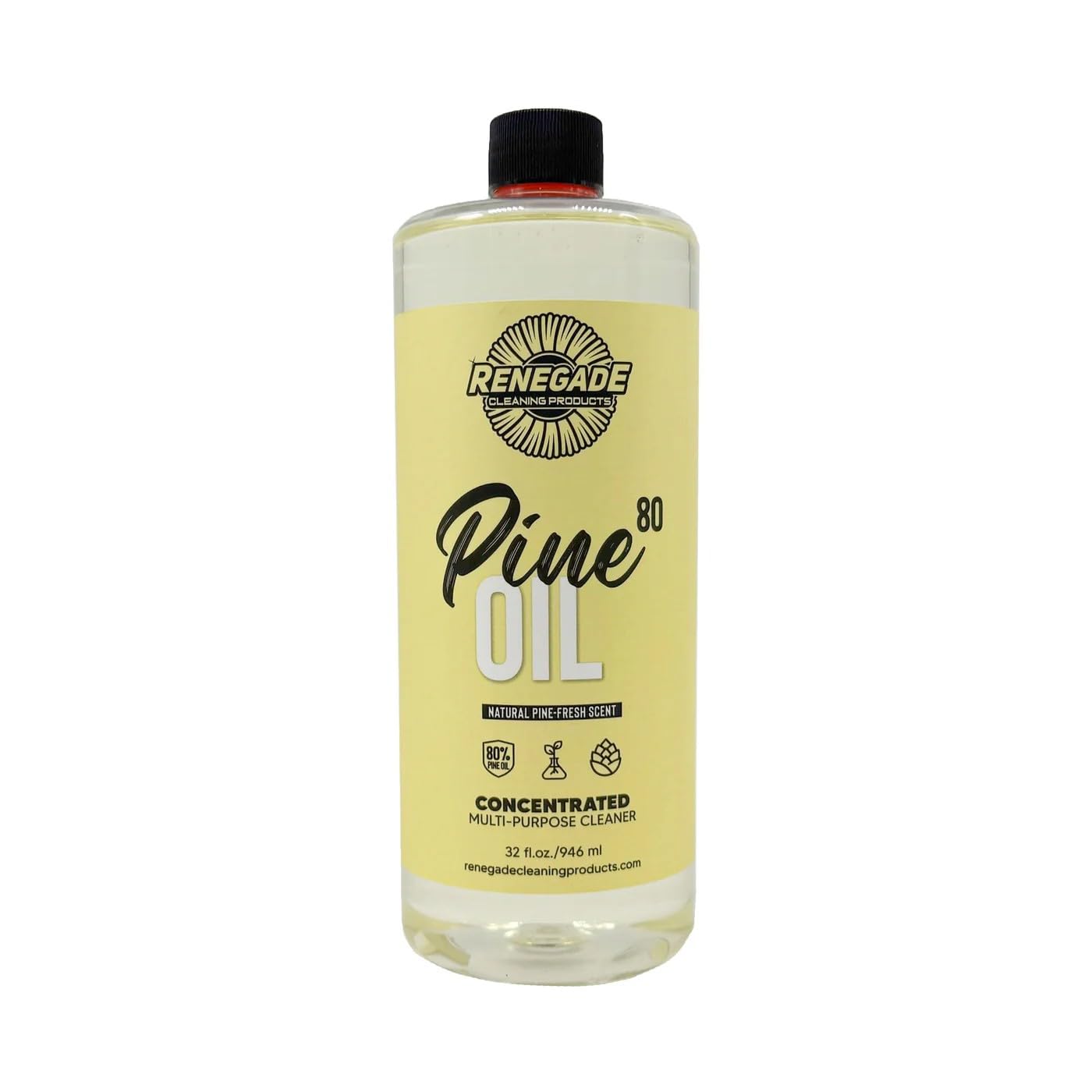 Renegade Cleaning Products Pine Oil 80 Concentrated Floor & Surface Cleaner - Multi-Purpose Pine Scent Degreaser for Home & Commercial Use (32 OZ)