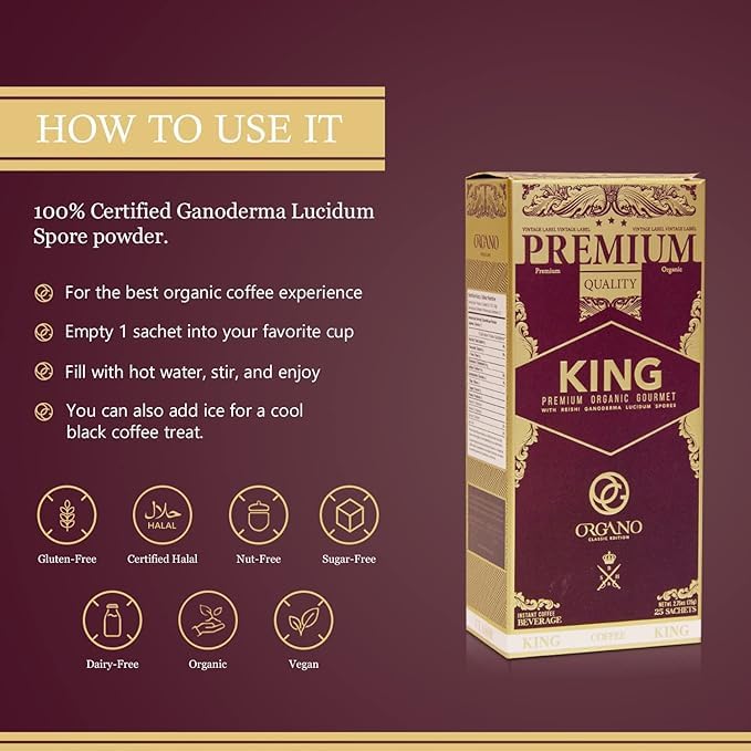 ORGANO Combo Pack, 1 box Black Coffee And 1 box King of Coffee 100% Certified Organic Gourmet Coffee