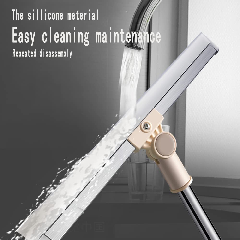 Floor Squeegee 65" Long Handles Adjustable Telescopic Pole Heavy Duty Broom 20" Apply to Shower Bathroom Kitchen Home Garage Tile Pet Hair Fur Floor