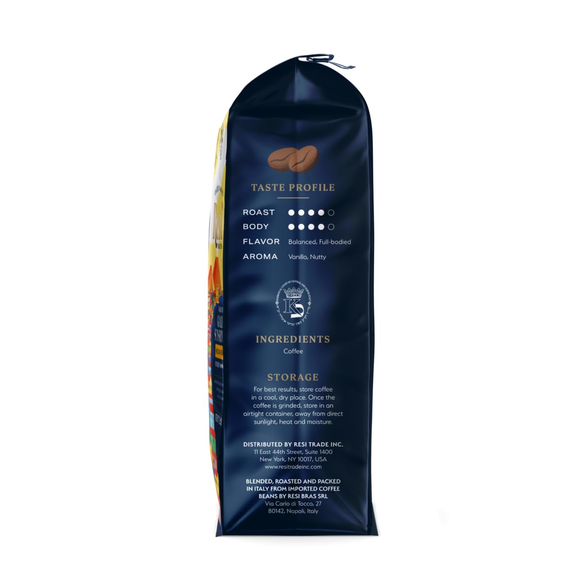 Reci Coffee - Giallo Sunshine, Medium Roasted In Naples, Italian Coffee, Ground Coffee, Balancedm Full Bodied Coffee 12oz Pack of 1