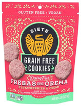 Siete Gluten Free Fresas Con Crema Cookies | Vegan | Grain Free | Non GMO | Dairy Free | Made with Almond Flour & Coconut Oil | 4.5 Oz. Bag (Pack
