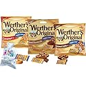 Werther's Original Sugar Free Hard Candy 3 Bags Bundle (1.46 OZ Each) 3 Flavors: Coffee, Chocolate, Caramel | Perfect for Office Spaces Candy dishes
