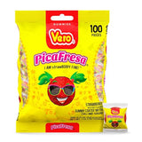 Vero PicaFresa - Strawberry Flavored Chewy Gummy Candy Treats - 100 Piece - (1 LB, 5.15 Ounces Each) - Individually Wrapped Mexican Candy Perfect