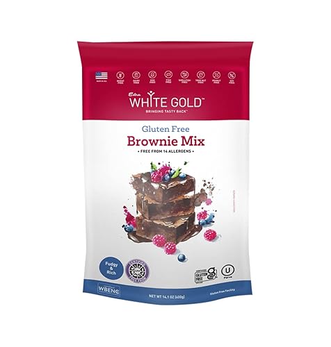 Extra White Gold Brownie Mix - For Baking Cakes Cupcakes Desserts - [Gluten Free] [Nut Free] [Free of the Top 14 Major Allergens] - 14.1 Ounces