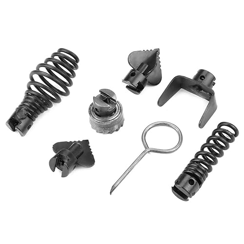 7Pcs Drain Cleaner Combination Cutter Head Set, 16mm Manganese Steel Blades For Pipeline Dredging Cleaning Machine, 6 Cutter Heads 1 Key